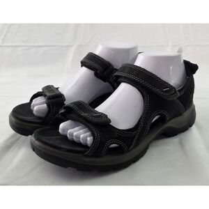 ECCO Yucatan Sandals Womens 40 US 9.5 Black Leather Sport Hiking Gorpcore Trail